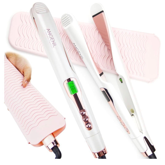 ANGENIL Hair Straightener and Hair Curler 2 in 1 for All Hair Types, White