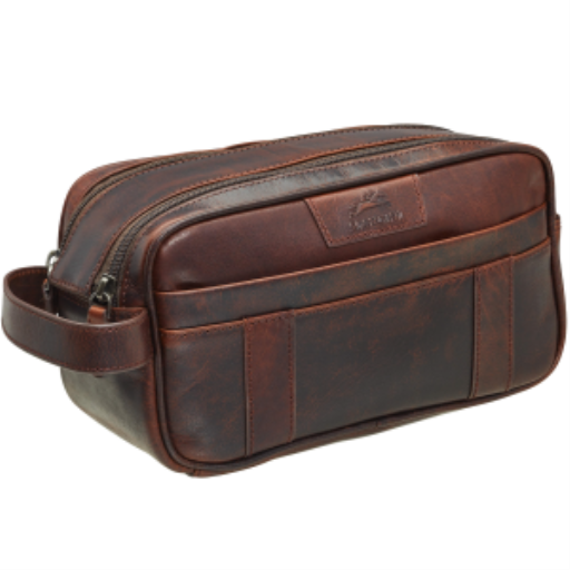 Trousse de toilette marron à double fermeture éclair Buffalo