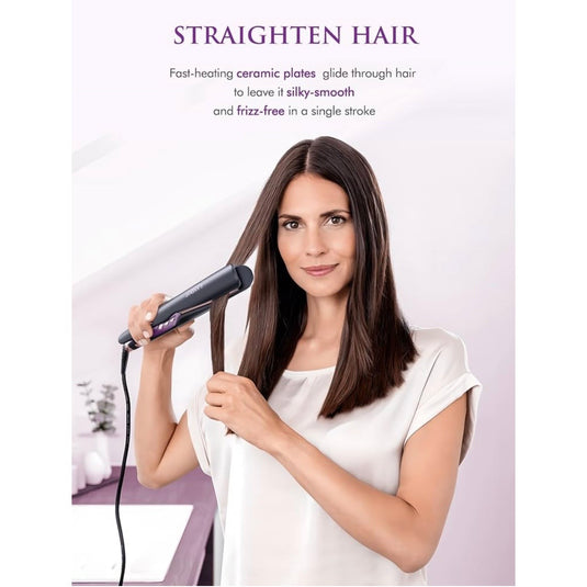 LANDOT Hair Straightener and Curler 2 in 1, Twist Flat Iron 1" Dual Voltage