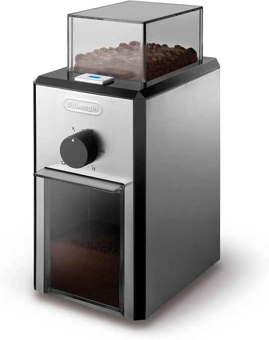 Moulin à café Delonghi à meules coniques en acier inoxydable, argent