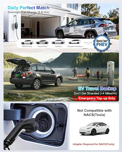 Chargeur EVDANCE EV Niveau 1 - Chargeur portable J1772 pour la maison
