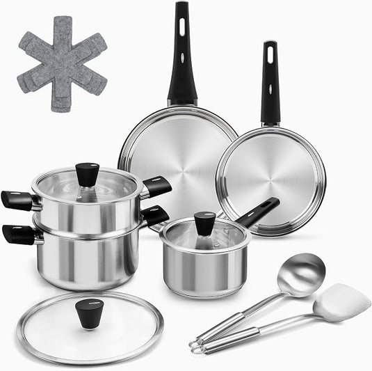 12-piece Stainless-Steel Cookware Set
