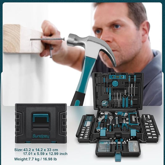 Sundpey 379 Pcs Portable Complete Home and Auto Tool Kit with Drawer Blue
