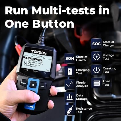 TOPDON BT100 12V Battery Tester & Charging System Analyzer