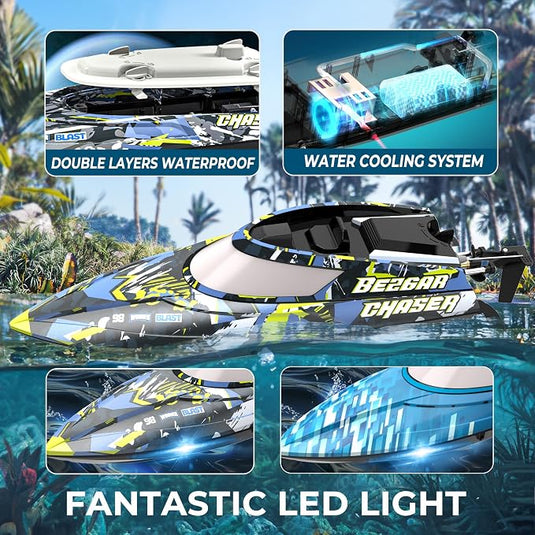 Bateau RC BEZGAR, 2 packs de bateaux RC rapides de 30 cm, 30 km/h