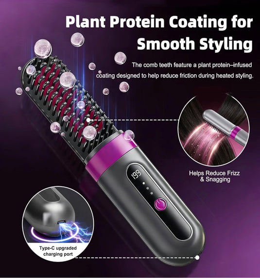 Cordless Hair Straightener Brush “AOLBSPD”