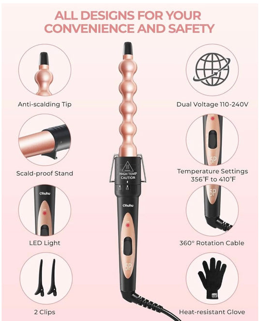 Ohuhu 5 in 1 Curling Wand Set