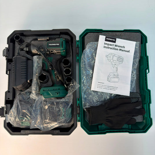 1200N.m Cordless 1/2" Impact Wrench Kit with Batteries & Sockets