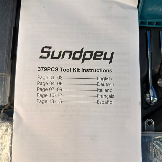 Sundpey 379 Pcs Portable Complete Home and Auto Tool Kit with Drawer Blue