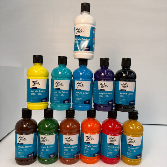 Mont Marte Signature Acrylic Paint Set, 12 x 500ml Semi-Matte Colors