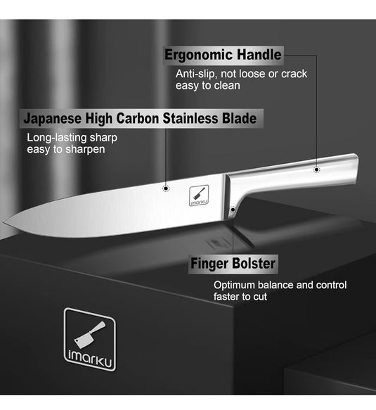 imarku 15-Piece Knife Set, Japanese High Carbon Stainless Steel with Block
