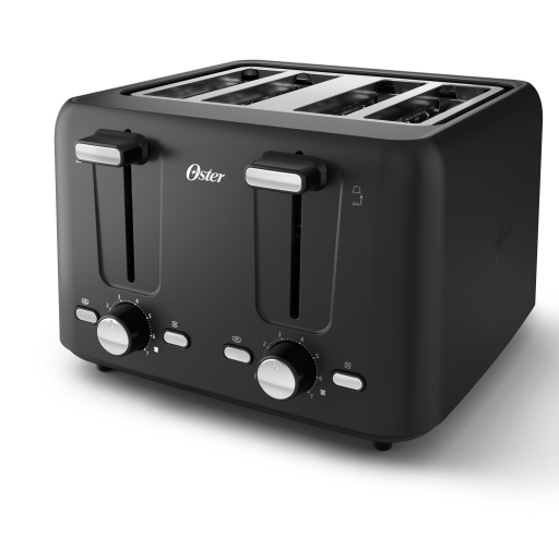 Grille-pain 4 tranches Oster avec réglage spécial bagel et fentes extra larges, noir