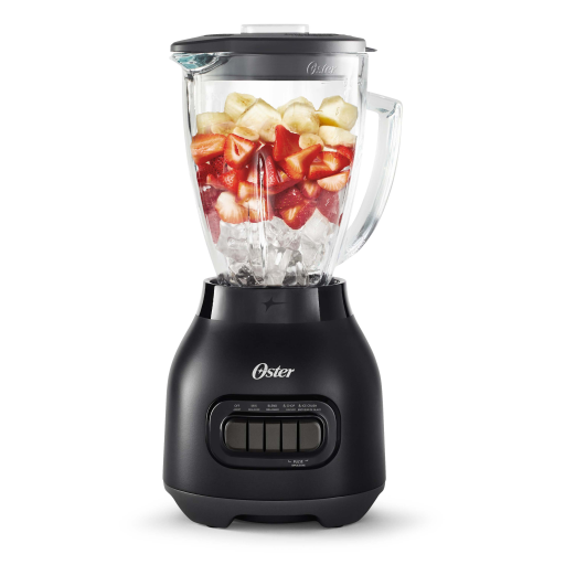 Mélangeur à smoothie Oster 6 tasses facile à nettoyer avec pot en verre lavable au lave-vaisselle, noir