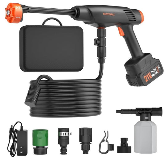 Blissthrill 1480PSI Cordless Pressure Washer with Battery & Foam Cannon