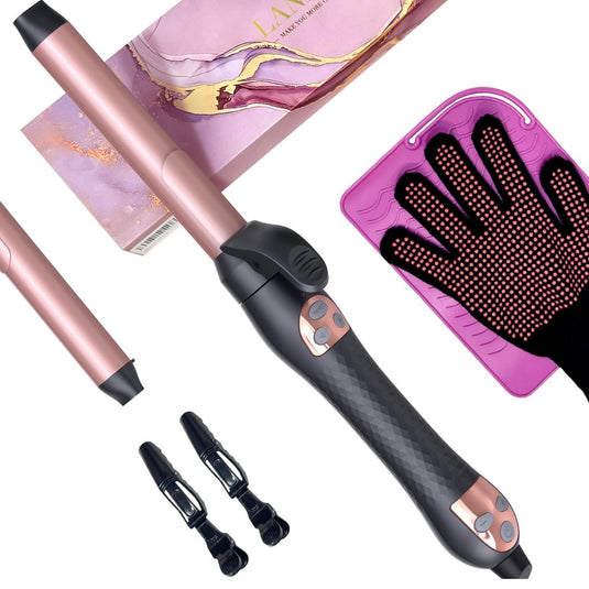 LANDOT 1-Inch Automatic Rotating Hair Curler with Adjustable Heat