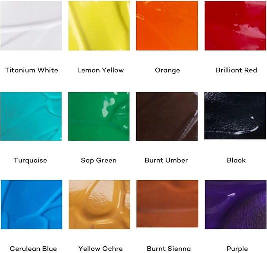 Mont Marte Signature Acrylic Paint Set, 12 x 500ml Semi-Matte Colors