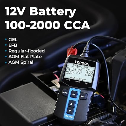 TOPDON BT100 12V Battery Tester & Charging System Analyzer
