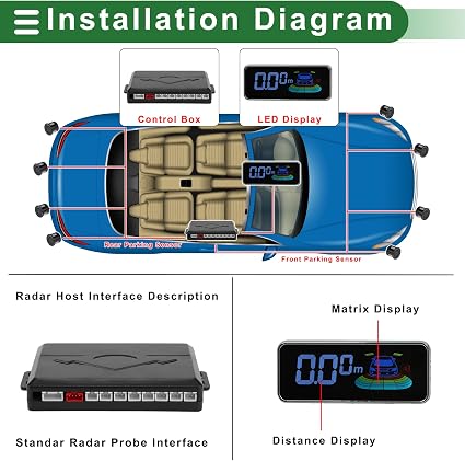 Motoforti Auto Vehicle Reverse Backup Radar System Reverse 8 Parking Sensor