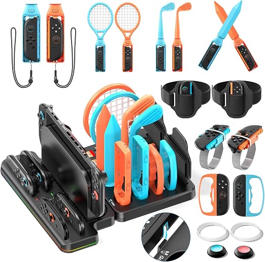 Nintendo Switch 2 Sports Accessories Bundle with Charger & Organizer