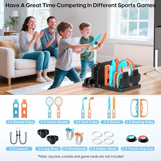Nintendo Switch 2 Sports Accessories Bundle with Charger & Organizer