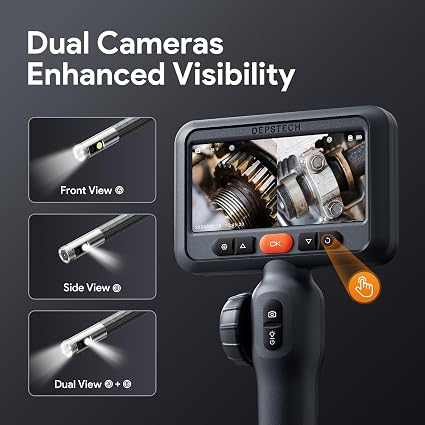 DEPSTECH Dual-Lens Articulating Borescope with 4.5" Screen & 1080P Camera