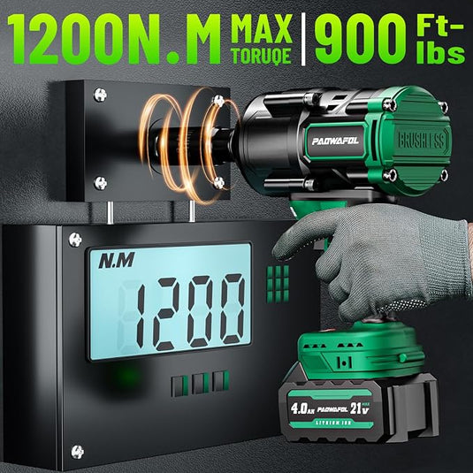 1200N.m Cordless 1/2" Impact Wrench Kit with Batteries & Sockets
