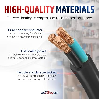 LifeSupplyUSA 50ft Heavy-Duty 14/3 Outdoor Extension Cord, 15A