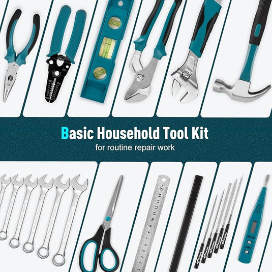 Sundpey 379 Pcs Portable Complete Home and Auto Tool Kit with Drawer Blue
