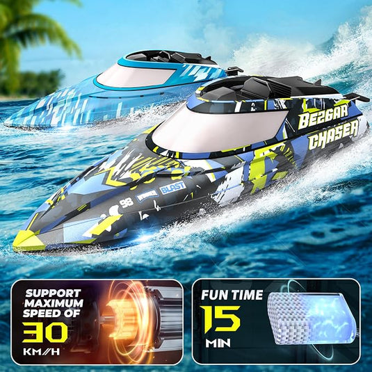 Bateau RC BEZGAR, 2 packs de bateaux RC rapides de 30 cm, 30 km/h