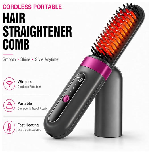 Cordless Hair Straightener Brush “AOLBSPD”