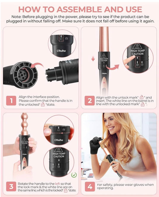 Ohuhu 5 in 1 Curling Wand Set