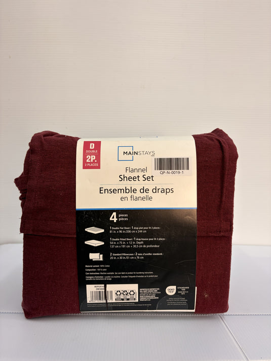 Burgundy Flannel Sheets Double Size