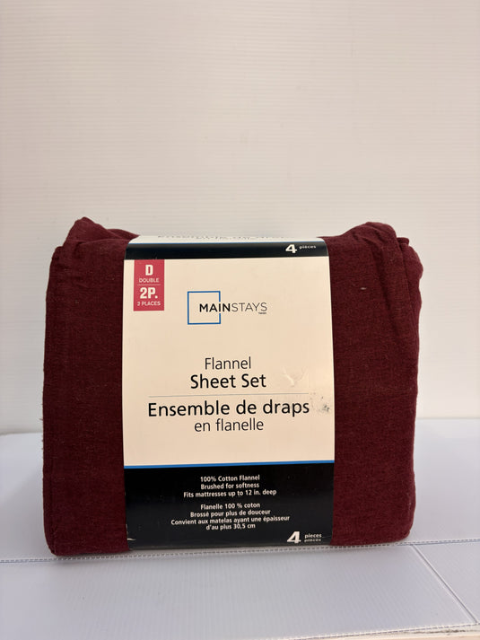Burgundy Flannel Sheets Double Size