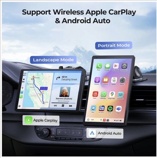 8" Carplay Screen for Car, Magnetic Wireless Portable Car Play Screen for Apple CarPlay & Android Auto, 1440x900 HD 60FPS, Portrait/Landscape Modes, Backup Camera, OTA, Bluetooth, Voice Control, GPS